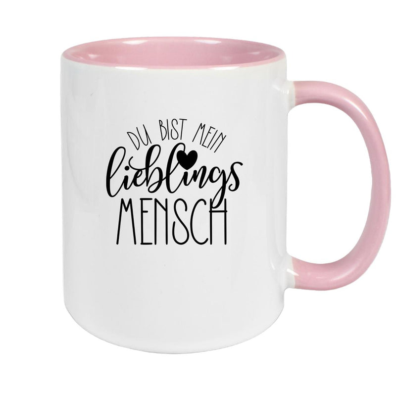 Tasse Spruch "Lieblingsmensch" Valentinstag 19 Keramik versch. Farben