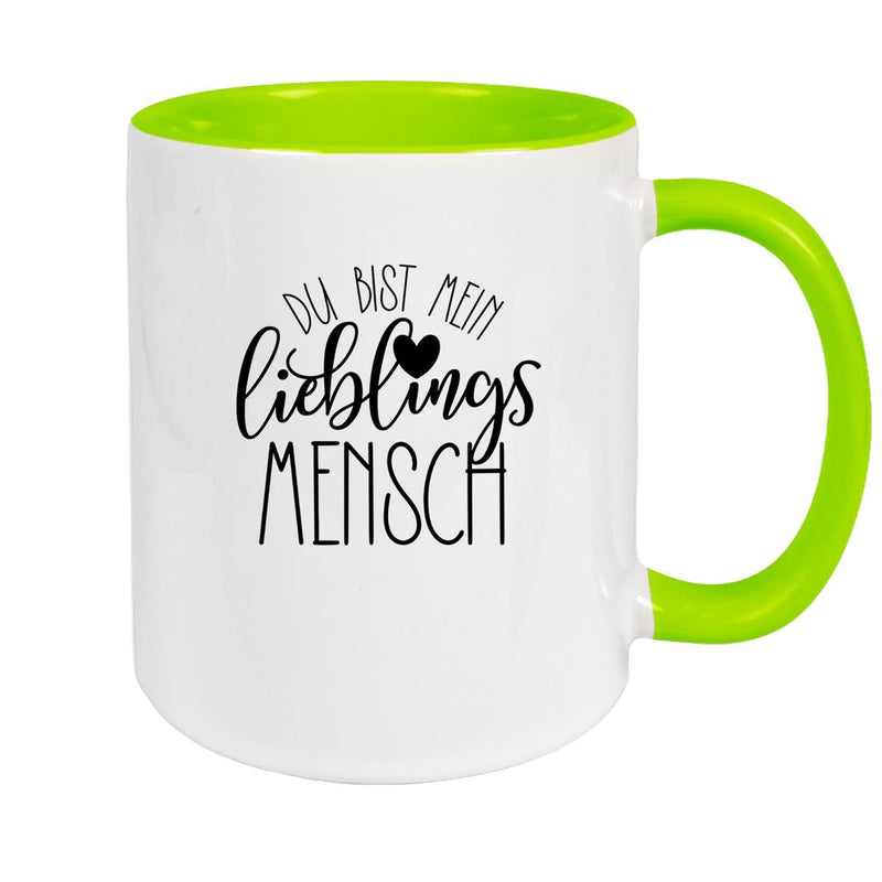 Tasse Spruch "Lieblingsmensch" Valentinstag 19 Keramik versch. Farben