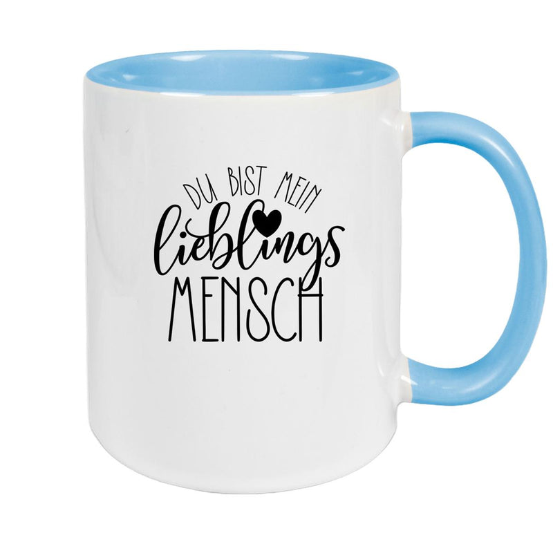 Tasse Spruch "Lieblingsmensch" Valentinstag 19 Keramik versch. Farben