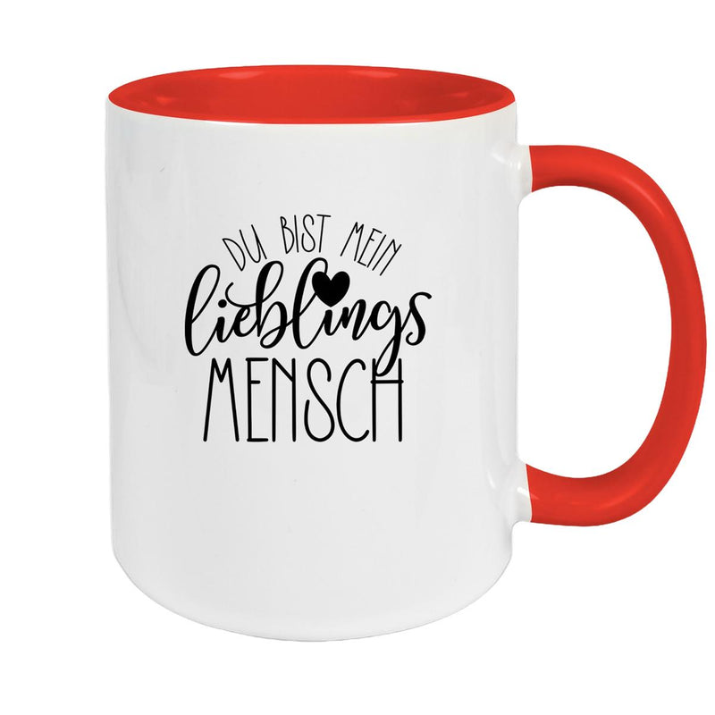 Tasse Spruch "Lieblingsmensch" Valentinstag 19 Keramik versch. Farben