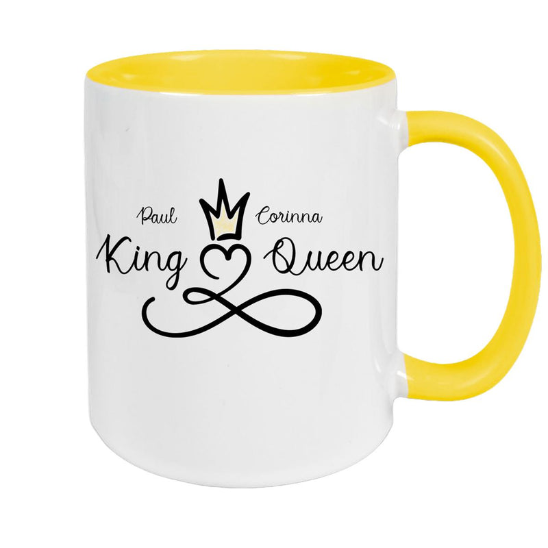 Tasse Liebe - Spruch "King & Queen" Valentinstag Wunschnamen Keramik personalisiert versch. Farben