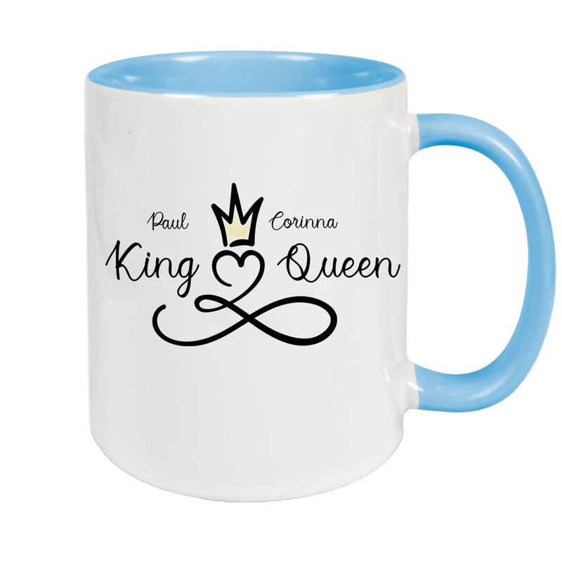 Tasse Liebe - Spruch "King & Queen" Valentinstag Wunschnamen Keramik personalisiert versch. Farben
