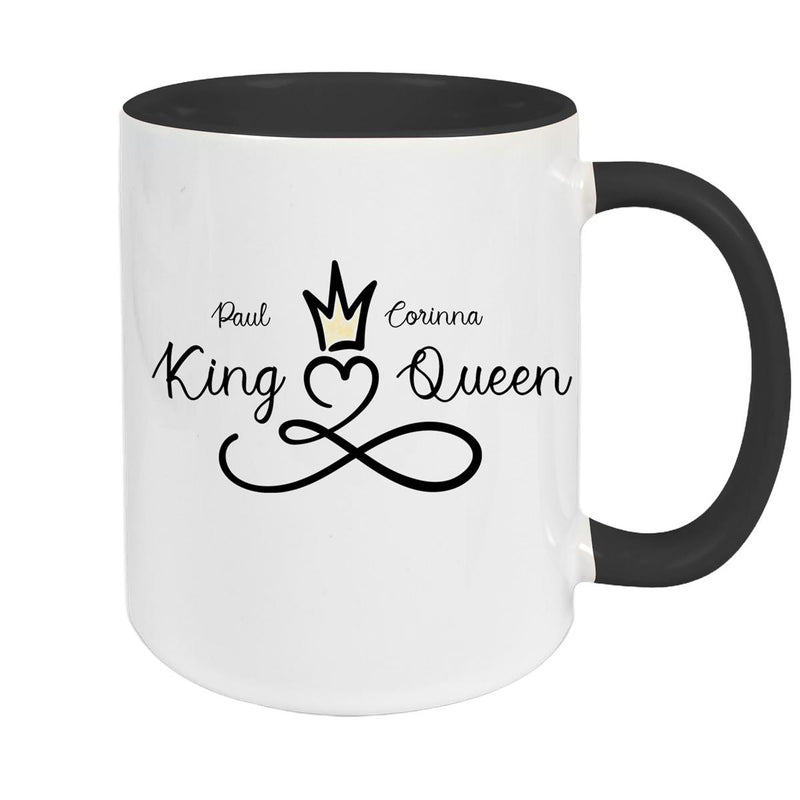 Tasse Liebe - Spruch "King & Queen" Valentinstag Wunschnamen Keramik personalisiert versch. Farben