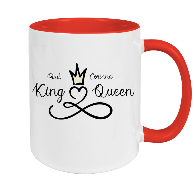 Tasse Liebe - Spruch "King & Queen" Valentinstag Wunschnamen Keramik personalisiert versch. Farben