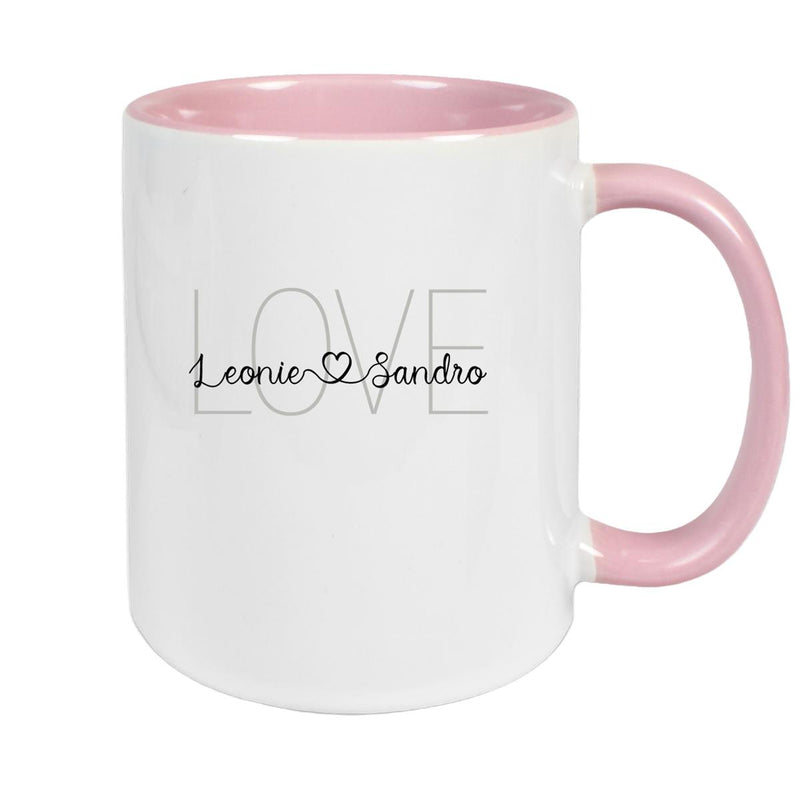 Tasse Liebe - Spruch "LOVE" Valentinstag Wunschnamen Keramik personalisiert versch. Farben
