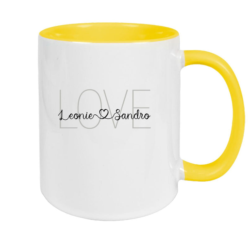 Tasse Liebe - Spruch "LOVE" Valentinstag Wunschnamen Keramik personalisiert versch. Farben