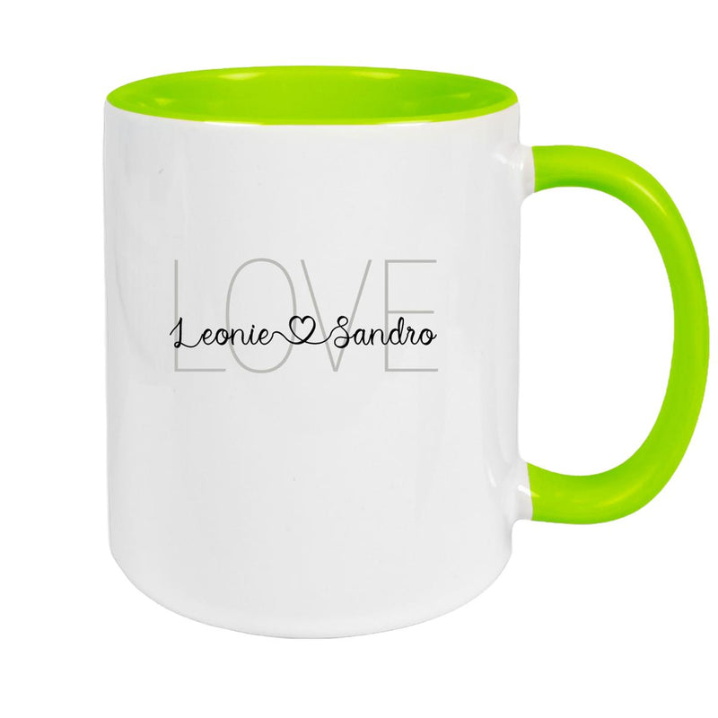 Tasse Liebe - Spruch "LOVE" Valentinstag Wunschnamen Keramik personalisiert versch. Farben