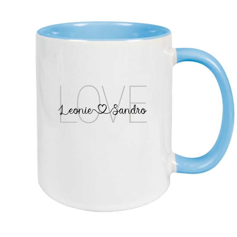 Tasse Liebe - Spruch "LOVE" Valentinstag Wunschnamen Keramik personalisiert versch. Farben