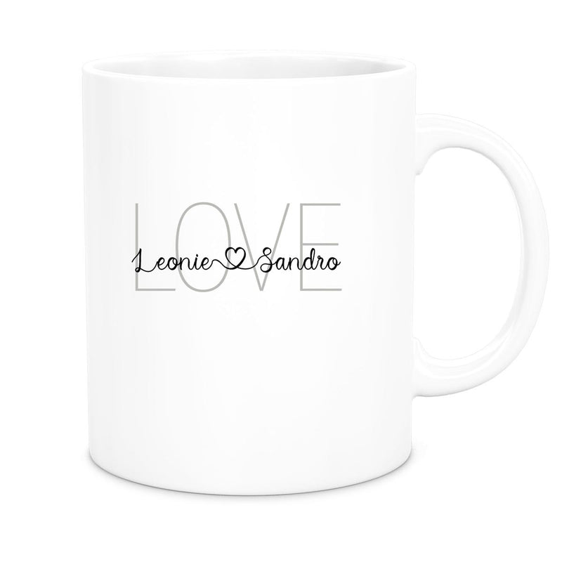 Tasse Liebe - Spruch "LOVE" Valentinstag Wunschnamen Keramik personalisiert versch. Farben