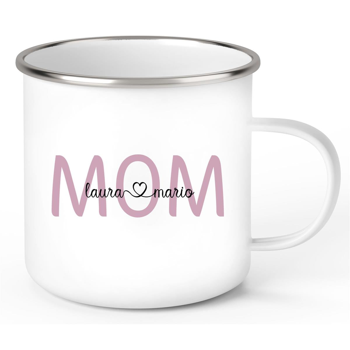 Mothers Day Mug 2 Desired Names Enamel Personalized