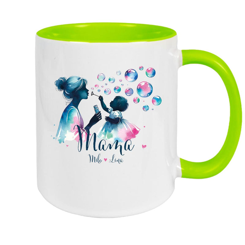 Tasse Muttertag 10 Wunschnamen Keramik Personalisiert versch. Farben