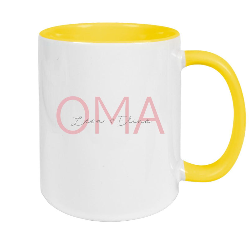 Tasse, Oma, Muttertag, Geburtstag 1 Wunschnamen Keramik Personalisiert versch. Farben