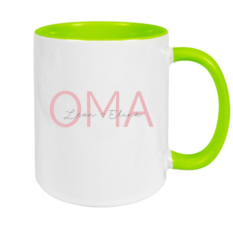 Tasse, Oma, Muttertag, Geburtstag 1 Wunschnamen Keramik Personalisiert versch. Farben