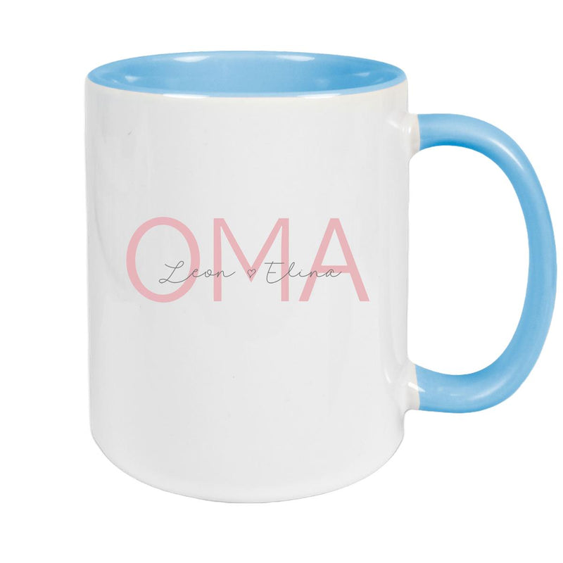 Tasse, Oma, Muttertag, Geburtstag 1 Wunschnamen Keramik Personalisiert versch. Farben