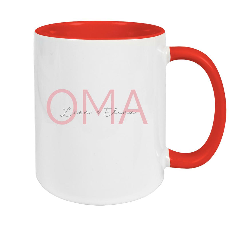 Tasse, Oma, Muttertag, Geburtstag 1 Wunschnamen Keramik Personalisiert versch. Farben