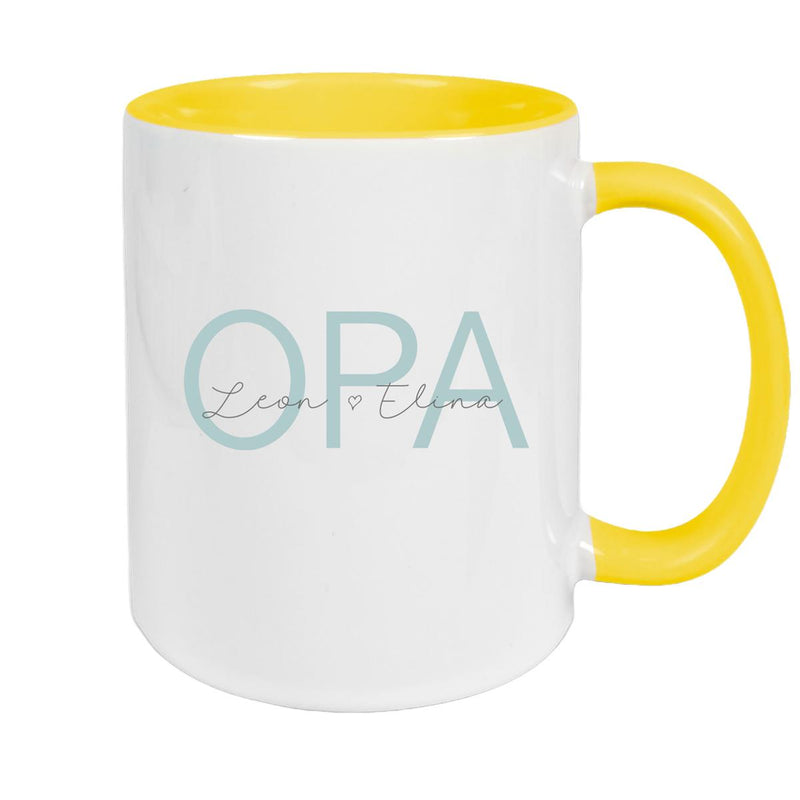 Tasse, Opa, Vatertag, Geburtstag 1 Wunschnamen Keramik Personalisiert versch. Farben