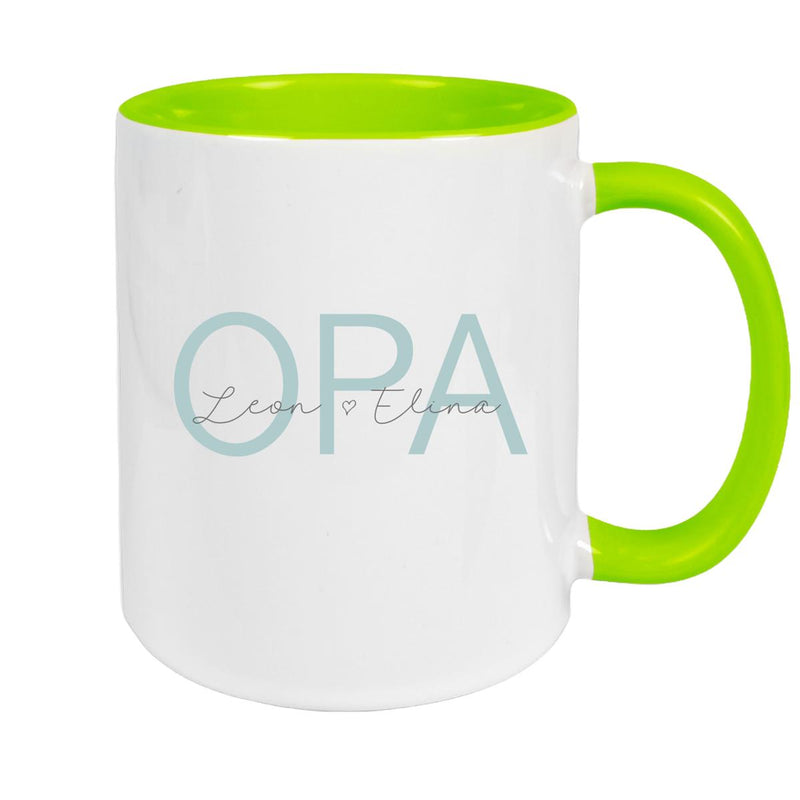 Tasse, Opa, Vatertag, Geburtstag 1 Wunschnamen Keramik Personalisiert versch. Farben