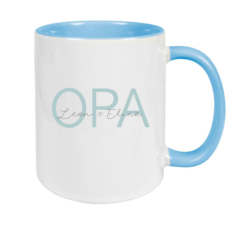 Tasse, Opa, Vatertag, Geburtstag 1 Wunschnamen Keramik Personalisiert versch. Farben