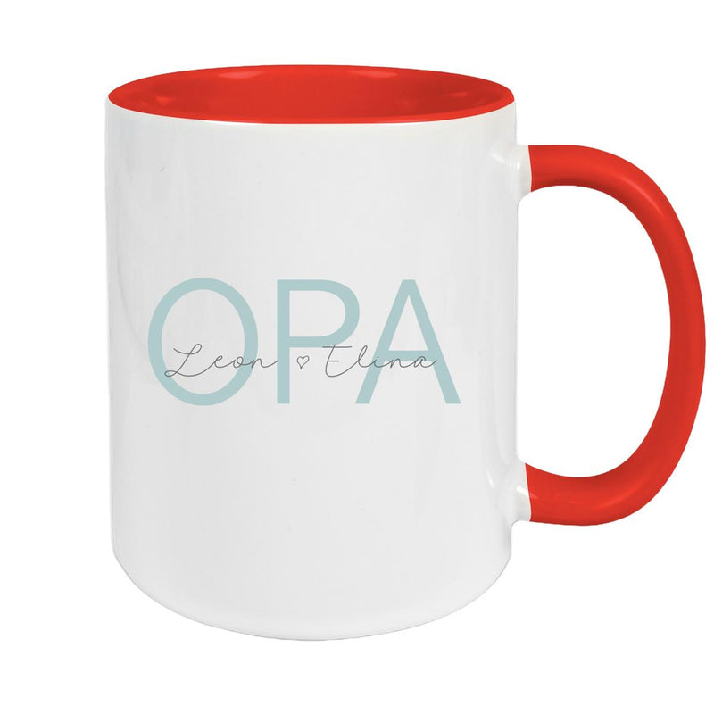 Tasse, Opa, Vatertag, Geburtstag 1 Wunschnamen Keramik Personalisiert versch. Farben