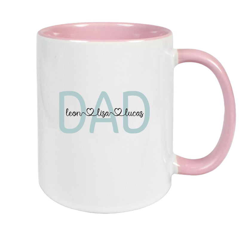 Tasse Vatertag 2 Wunschnamen Keramik Personalisiert versch. Farben
