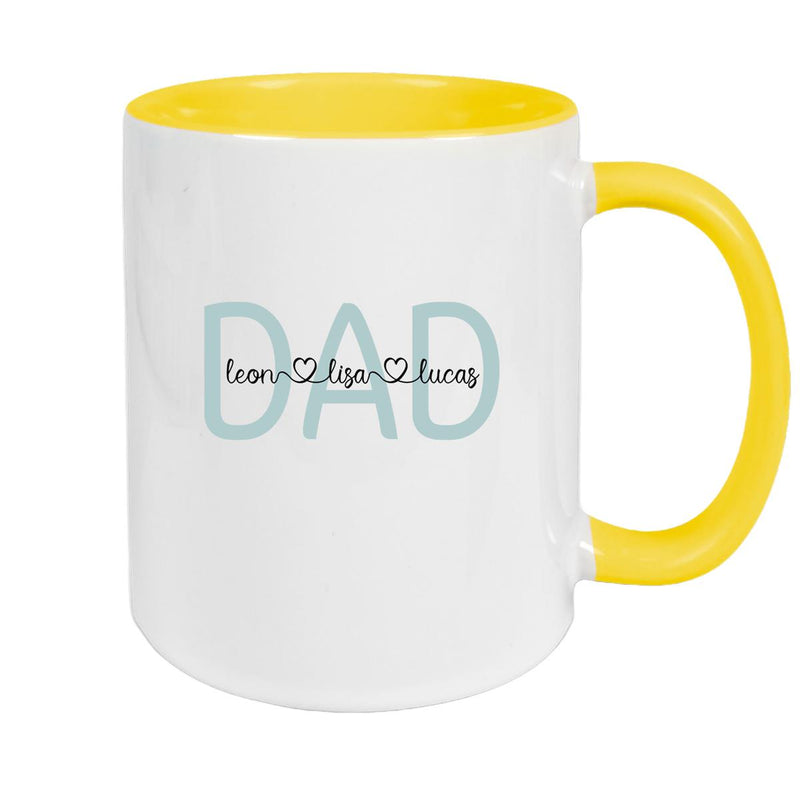 Tasse Vatertag 2 Wunschnamen Keramik Personalisiert versch. Farben