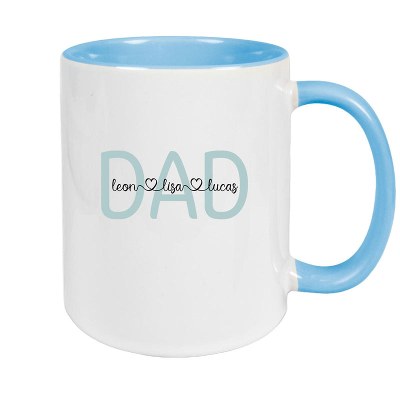 Tasse Vatertag 2 Wunschnamen Keramik Personalisiert versch. Farben