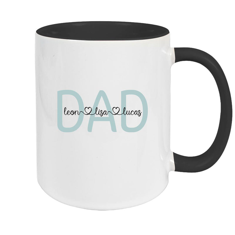 Tasse Vatertag 2 Wunschnamen Keramik Personalisiert versch. Farben