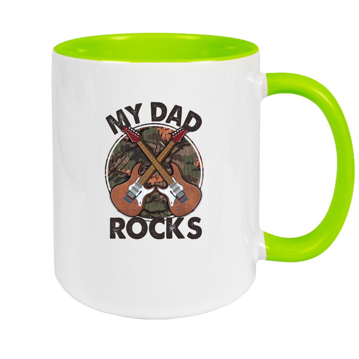 Tasse Vatertag 3 "MY DAD ROCKS" Keramik versch. Farben