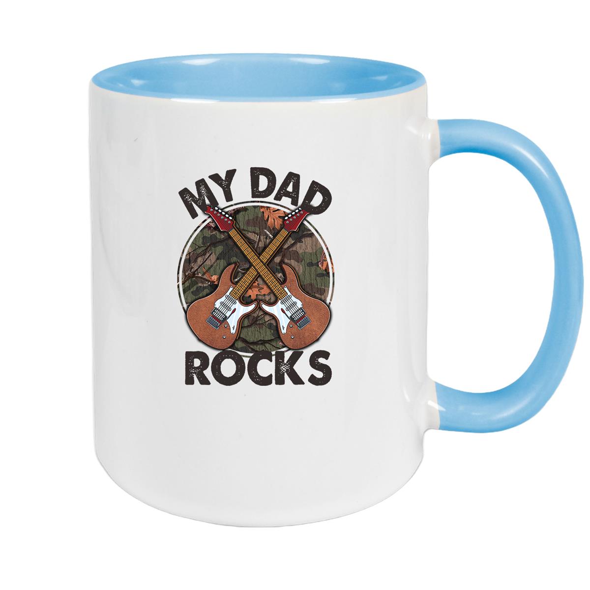 Tasse Vatertag 3 "MY DAD ROCKS" Keramik versch. Farben