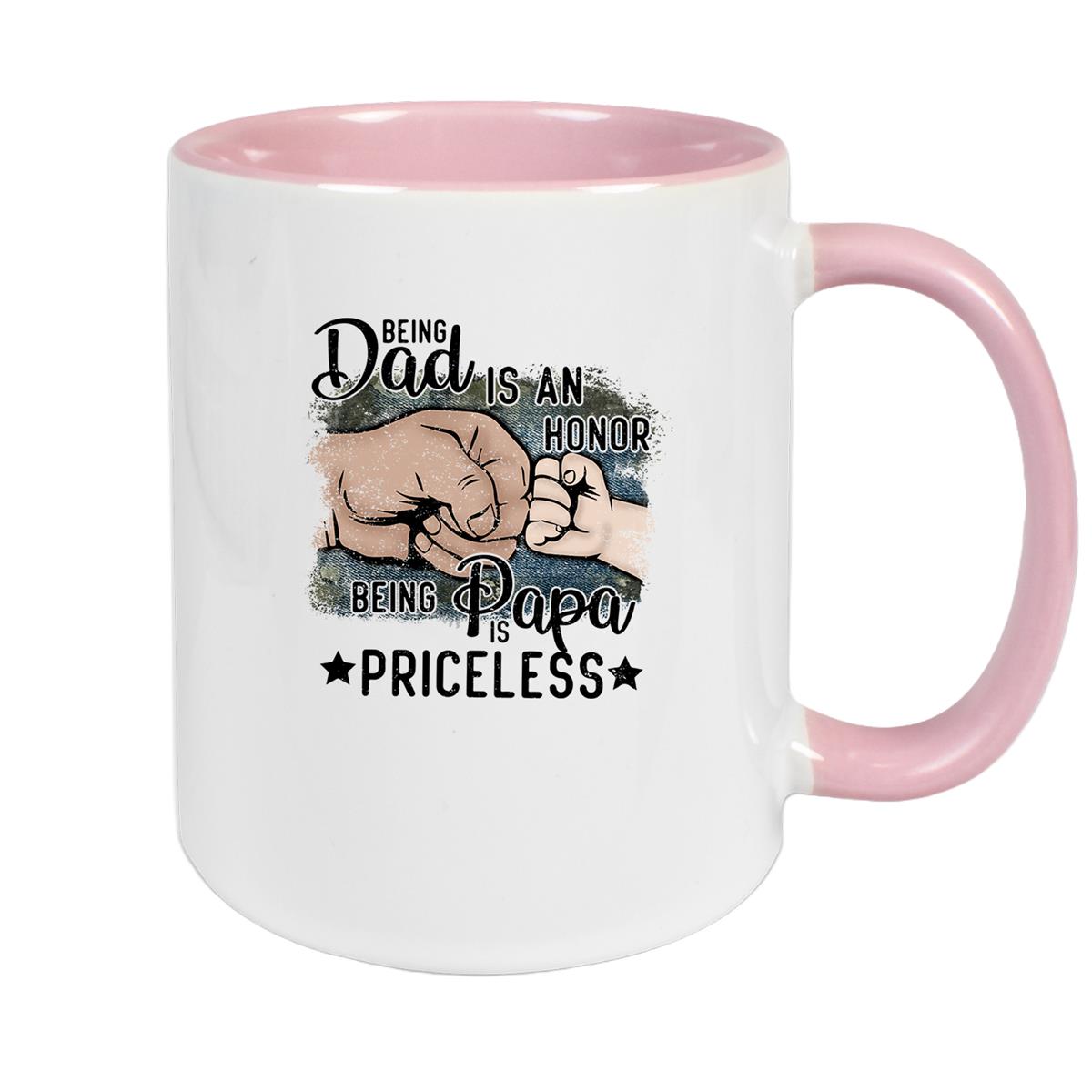 Tasse Vatertag 4 "Being Papa is Priceless" Keramik versch. Farben