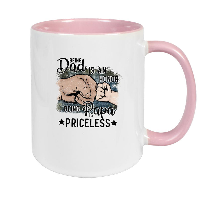 Tasse Vatertag 4 "Being Papa is Priceless" Keramik versch. Farben