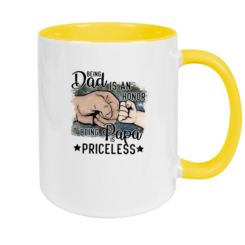 Tasse Vatertag 4 "Being Papa is Priceless" Keramik versch. Farben