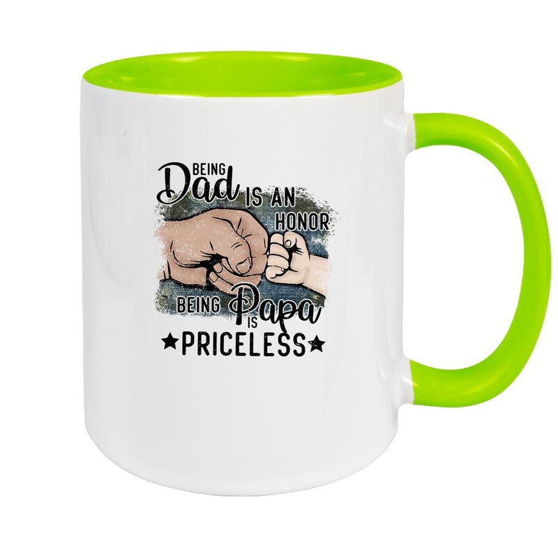 Tasse Vatertag 4 "Being Papa is Priceless" Keramik versch. Farben