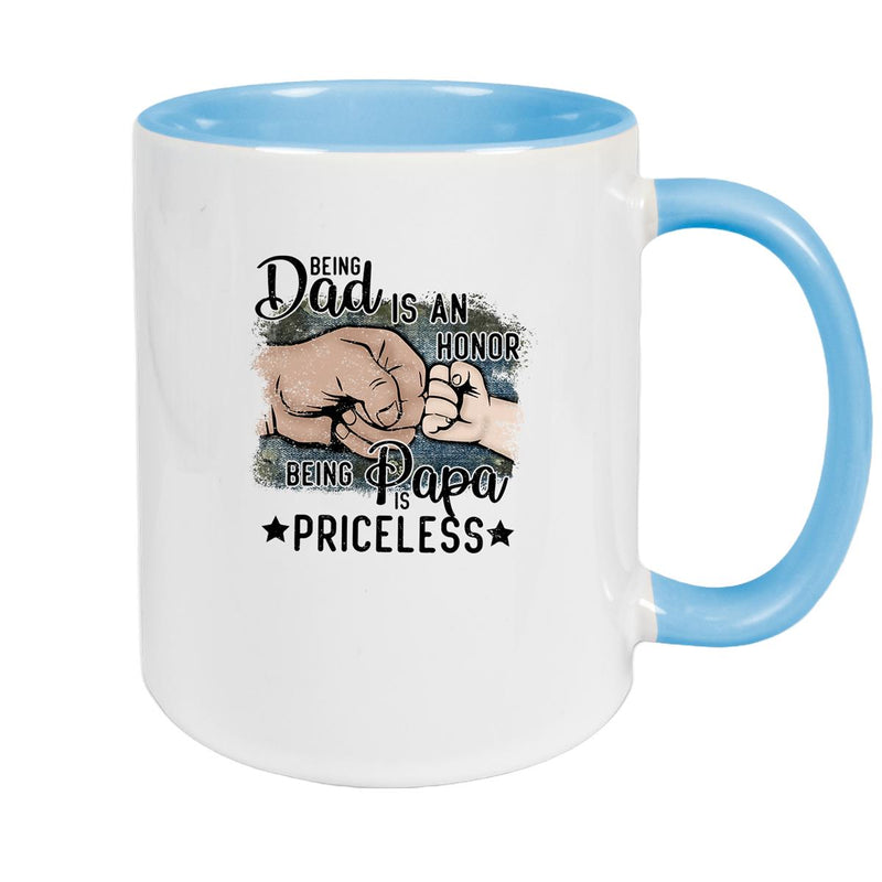 Tasse Vatertag 4 "Being Papa is Priceless" Keramik versch. Farben