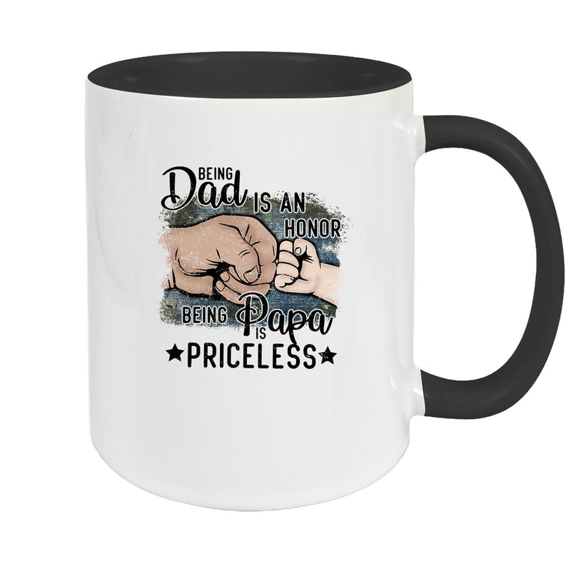 Tasse Vatertag 4 "Being Papa is Priceless" Keramik versch. Farben