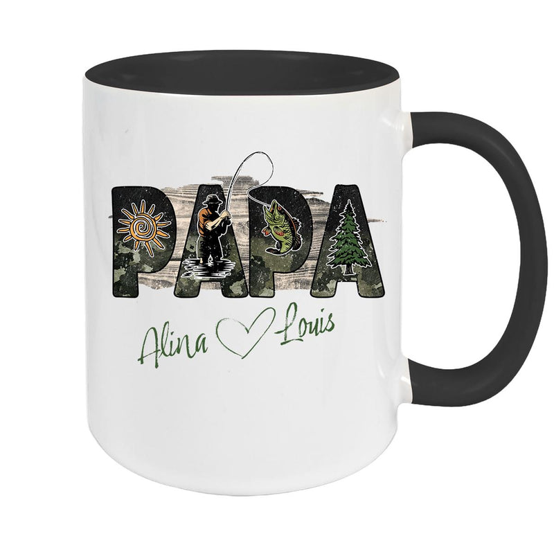 Tasse Vatertag 6 "Angler" Wunschnamen Keramik Personalisiert versch. Farben