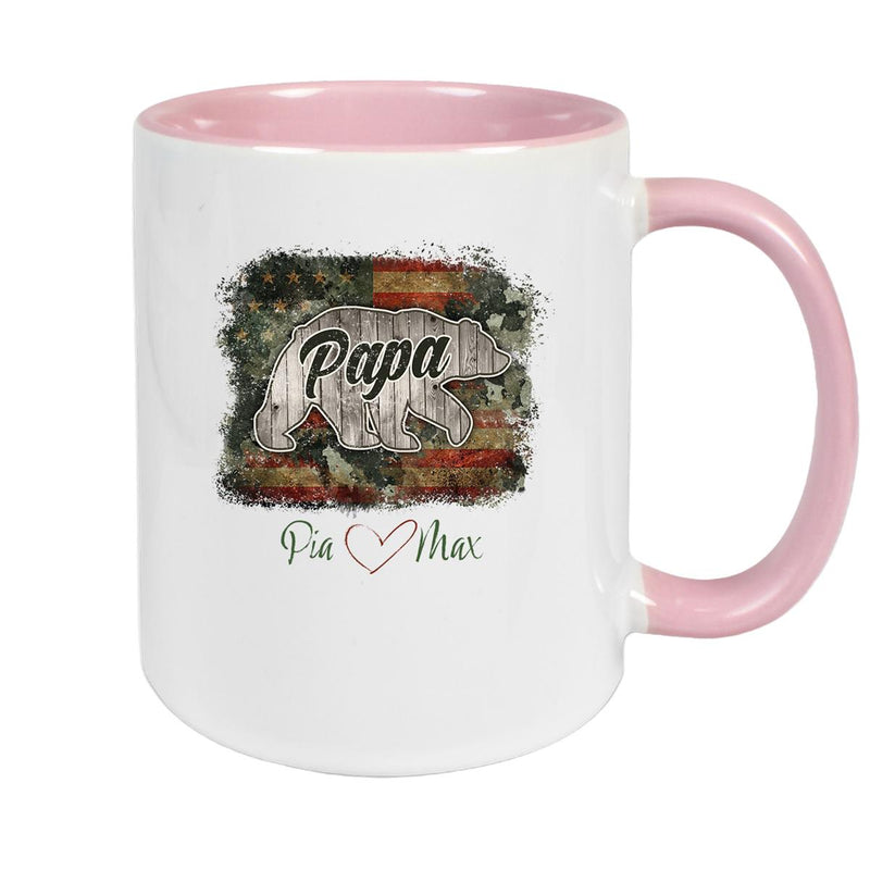 Tasse Vatertag 7 Papa "Bär" Wunschnamen Keramik Personalisiert versch. Farben