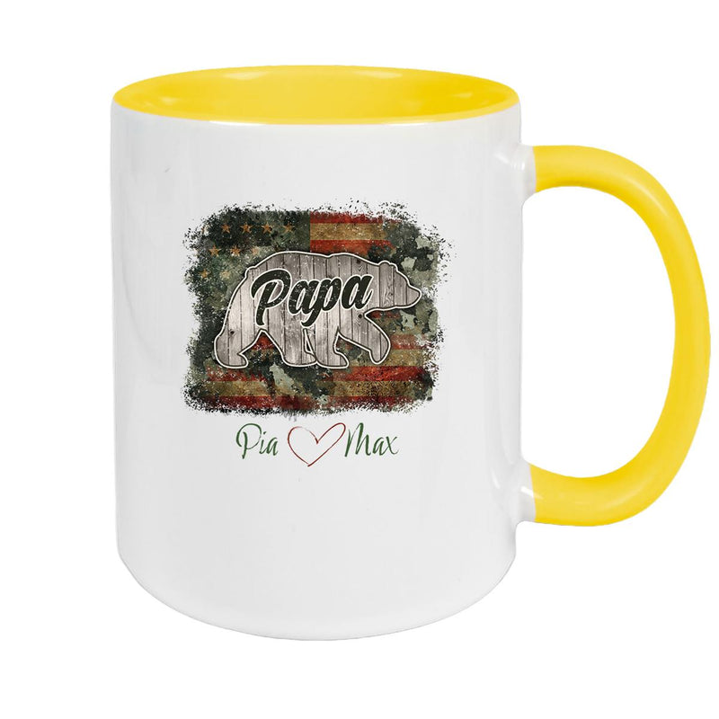 Tasse Vatertag 7 Papa "Bär" Wunschnamen Keramik Personalisiert versch. Farben