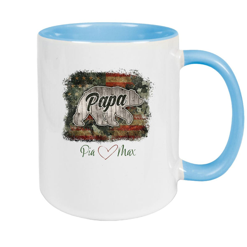 Tasse Vatertag 7 Papa "Bär" Wunschnamen Keramik Personalisiert versch. Farben