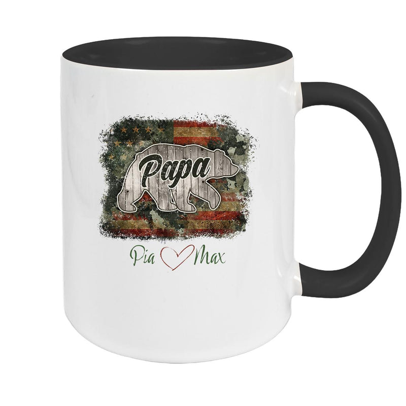Tasse Vatertag 7 Papa "Bär" Wunschnamen Keramik Personalisiert versch. Farben
