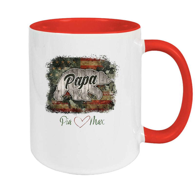 Tasse Vatertag 7 Papa "Bär" Wunschnamen Keramik Personalisiert versch. Farben
