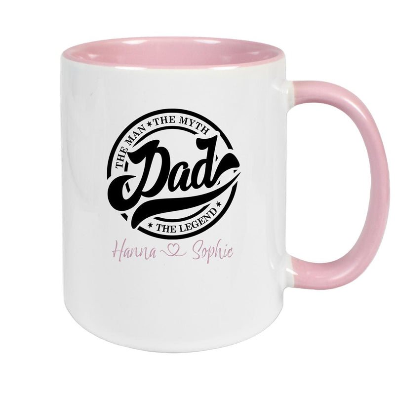 Tasse Vatertag 8 Papa, "The Legend" Wunschnamen Keramik Personalisiert versch. Farben