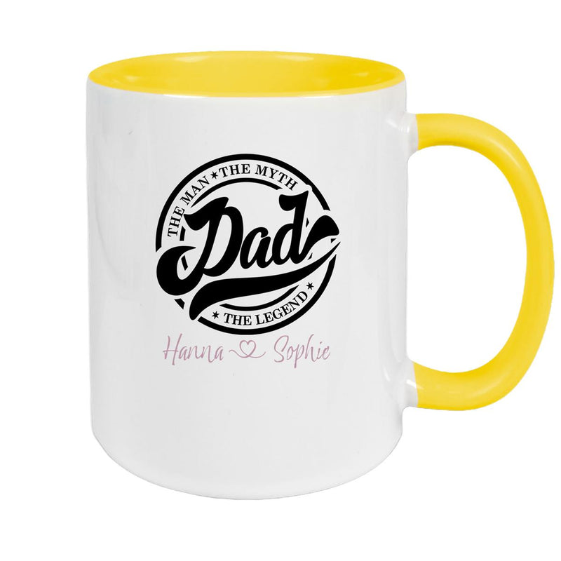 Tasse Vatertag 8 Papa, "The Legend" Wunschnamen Keramik Personalisiert versch. Farben