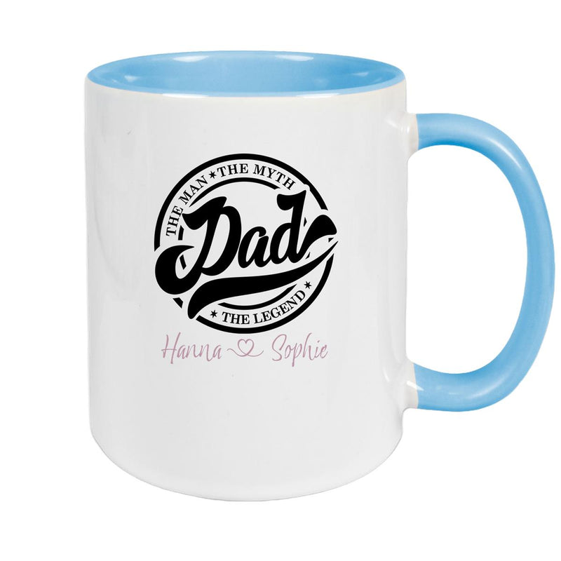 Tasse Vatertag 8 Papa, "The Legend" Wunschnamen Keramik Personalisiert versch. Farben