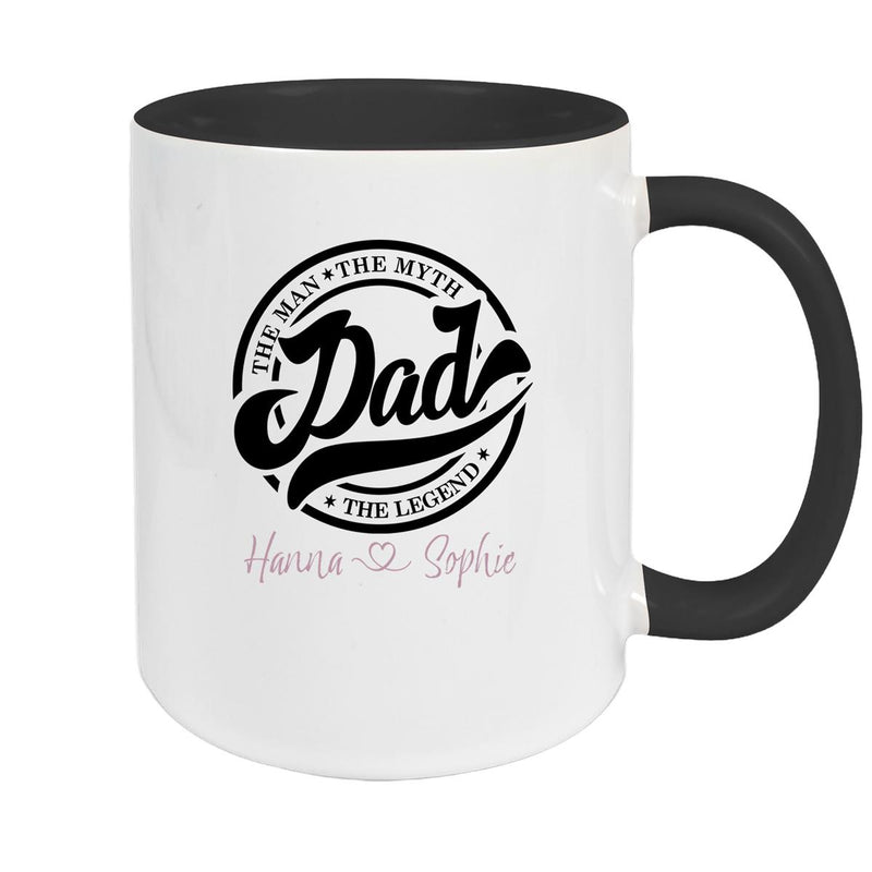 Tasse Vatertag 8 Papa, "The Legend" Wunschnamen Keramik Personalisiert versch. Farben