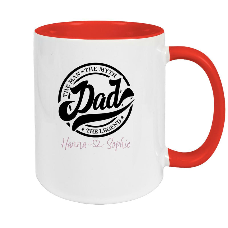Tasse Vatertag 8 Papa, "The Legend" Wunschnamen Keramik Personalisiert versch. Farben