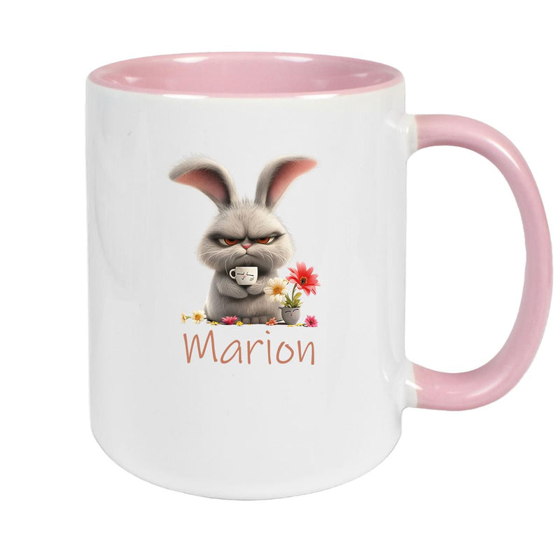 Tasse Ostern Grumpy-Bunny 2 Wunschnamen Keramik personalisiert versch. Farben
