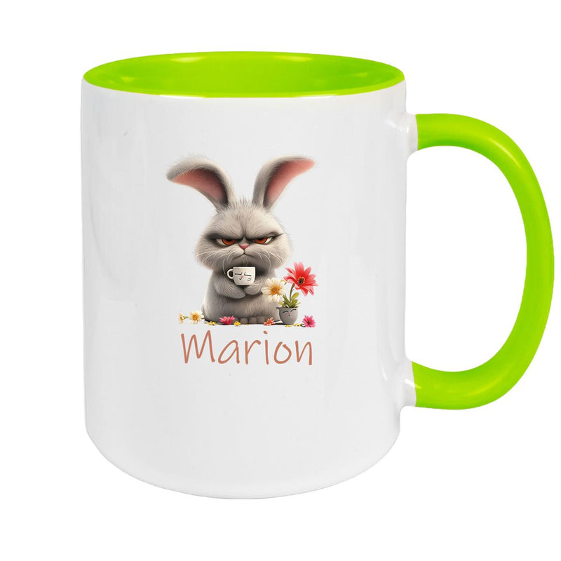 Tasse Ostern Grumpy-Bunny 2 Wunschnamen Keramik personalisiert versch. Farben