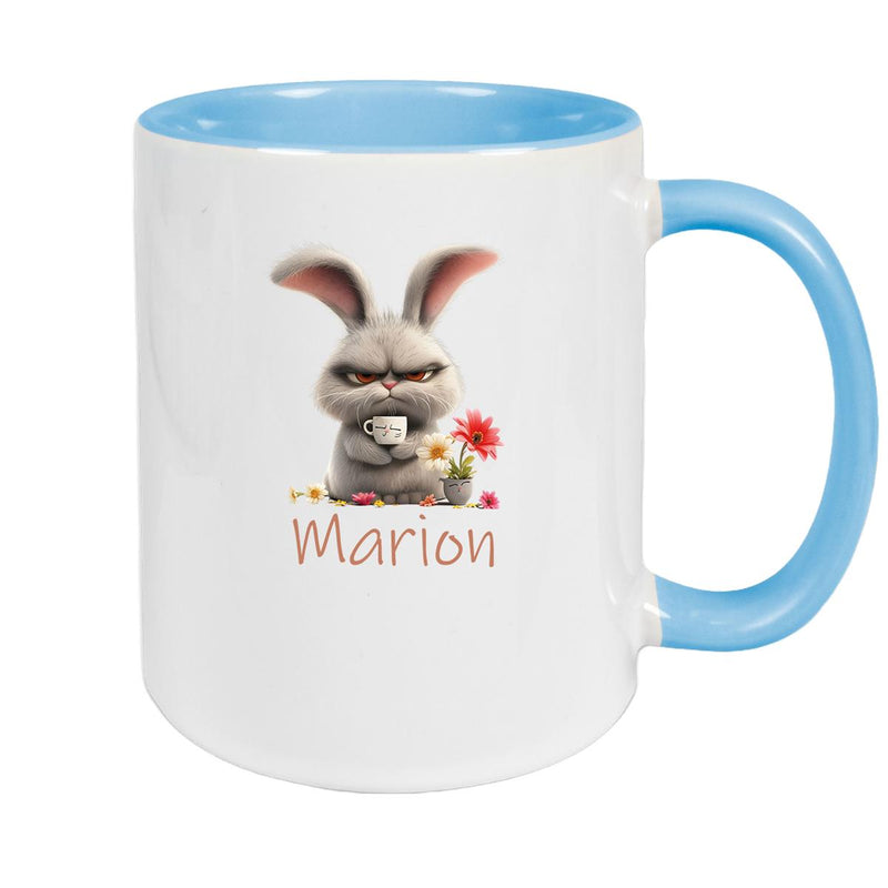 Tasse Ostern Grumpy-Bunny 2 Wunschnamen Keramik personalisiert versch. Farben