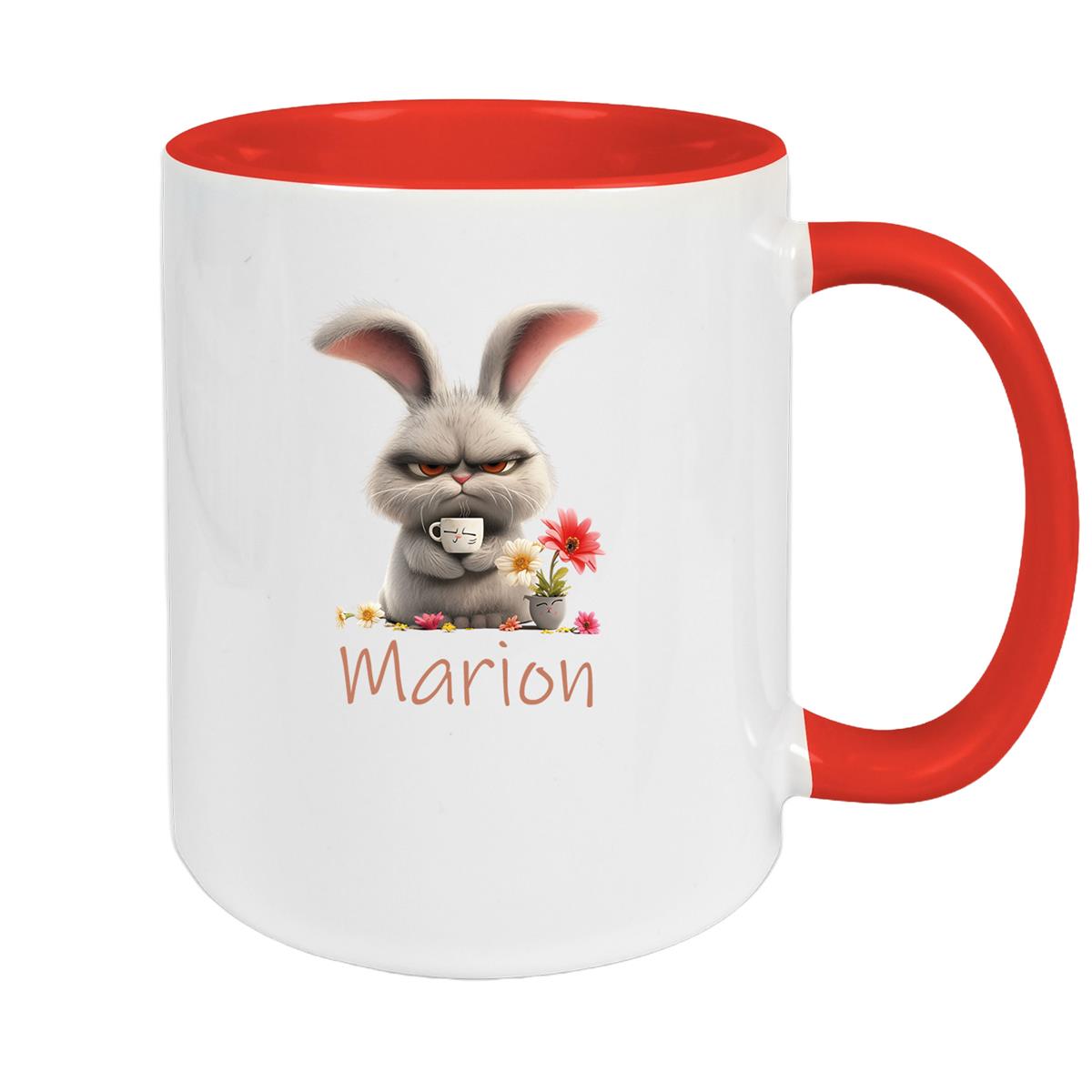 Tasse Ostern Grumpy-Bunny 2 Wunschnamen Keramik personalisiert versch. Farben